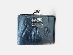 Vintage Coach Madison Kisslock Small Bifold Wallet Black Leather